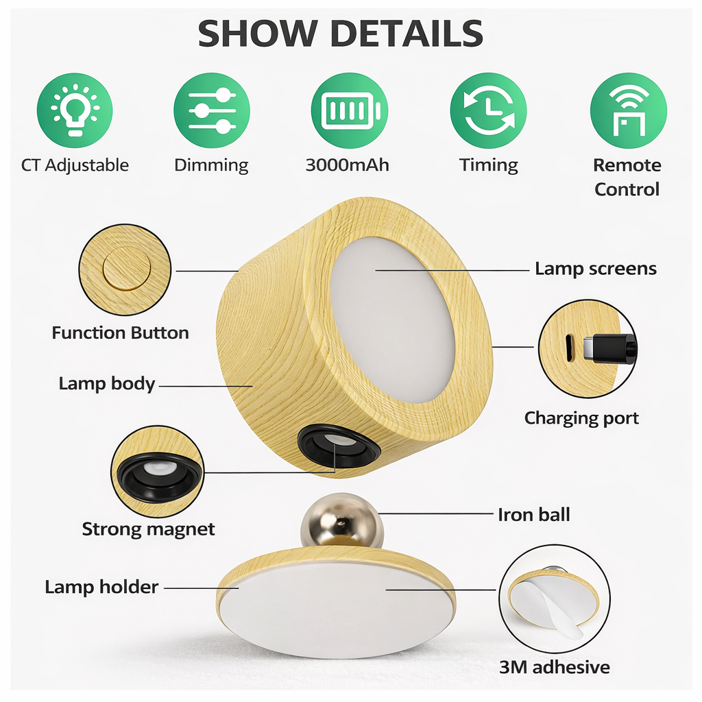 Lampada da parete magnetica LumiSpot™ 360°
